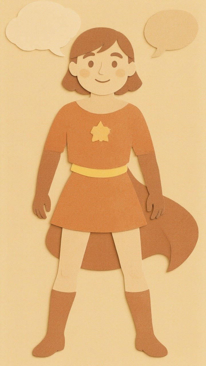 Playful Paper Cut-Out Illustration of Young Hero