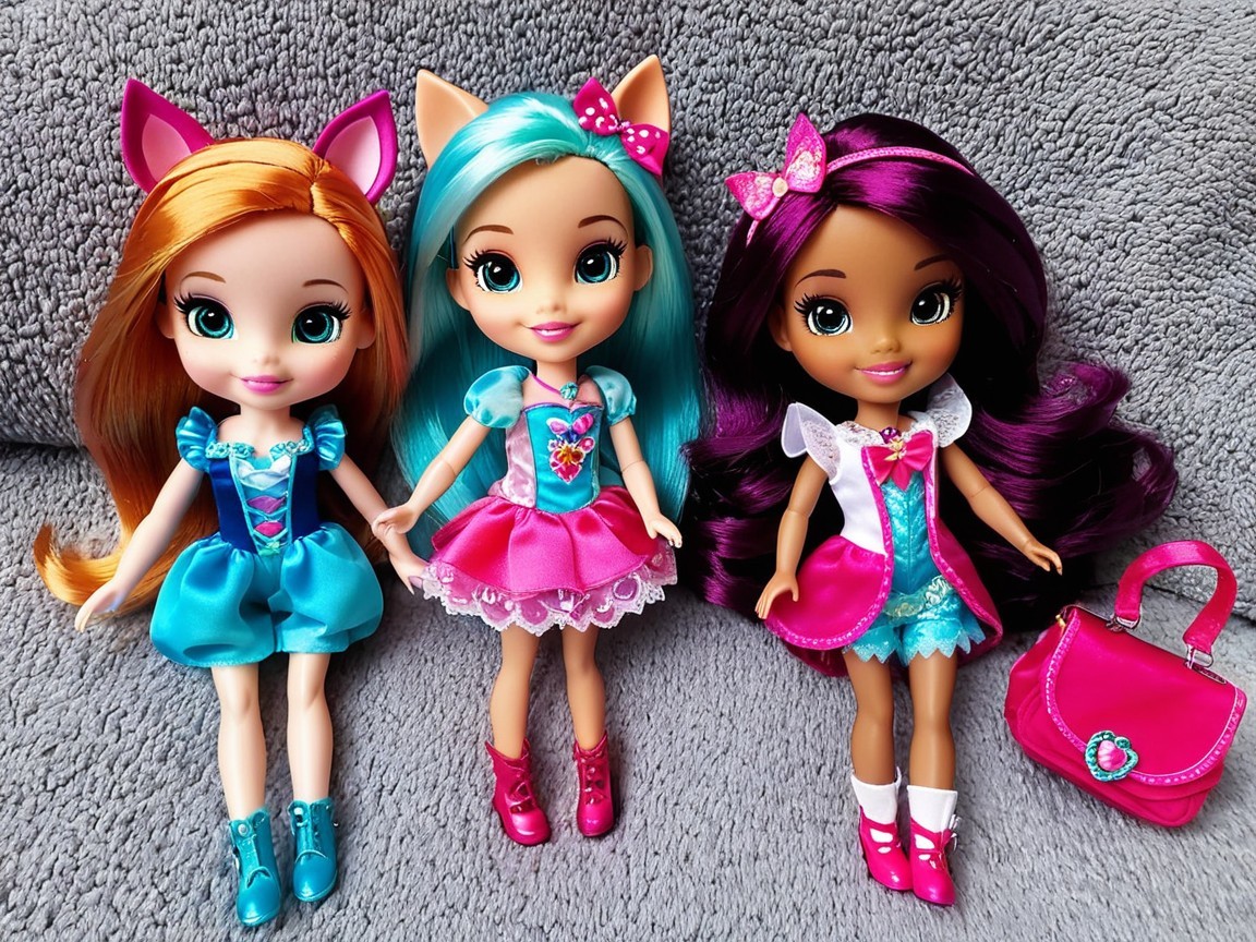 Colorful dolls with distinct hairstyles and outfits