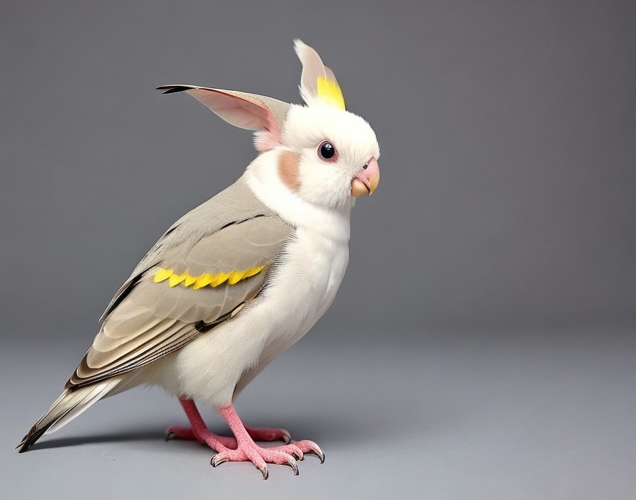 White Bird with Gray Wings and Yellow Accents