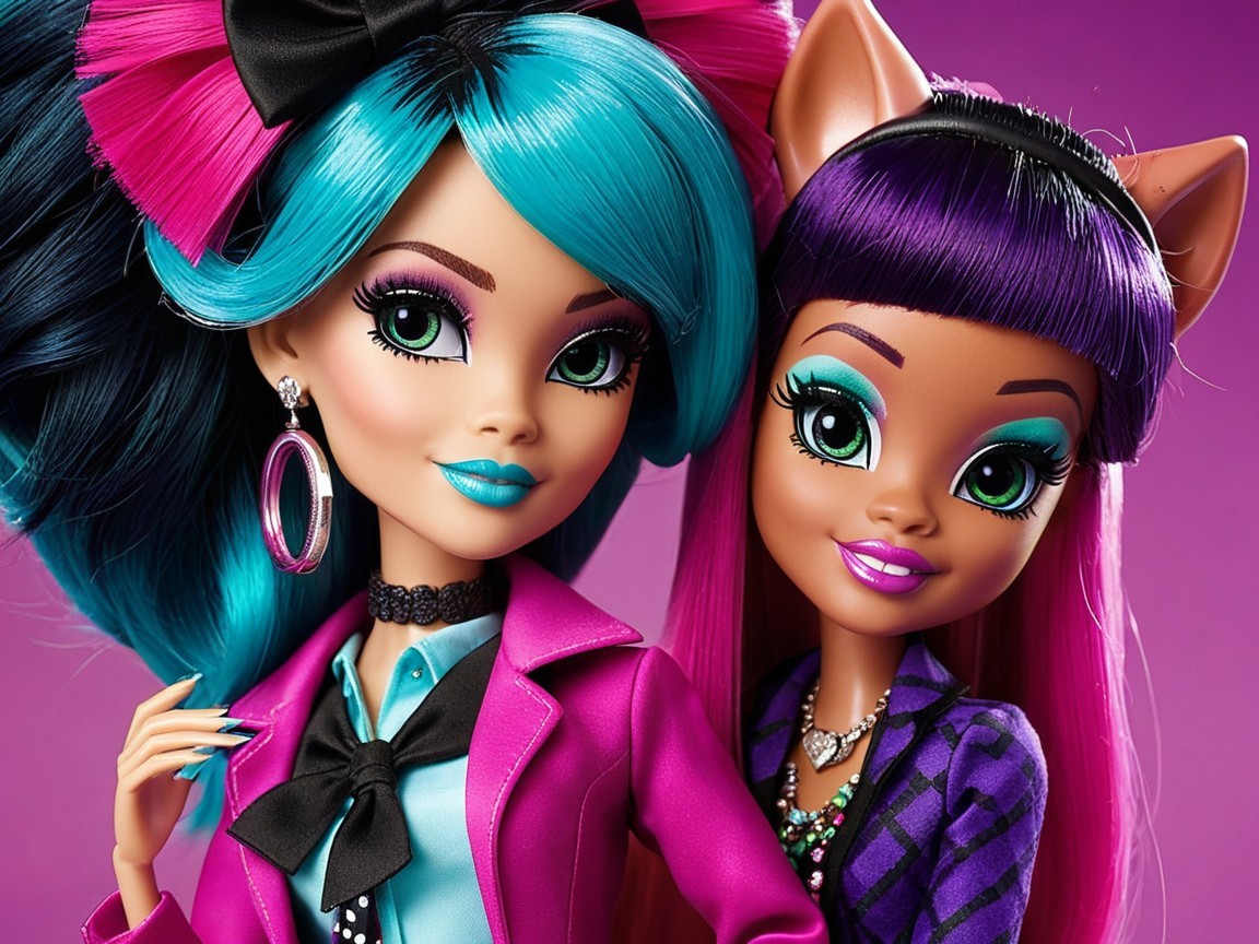 Stylish dolls with vibrant hair and fashionable outfits