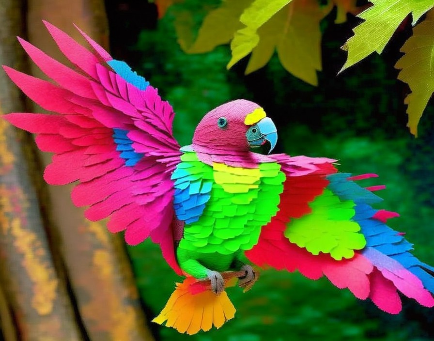 Vibrant Parrot in Flight with Colorful Feathers