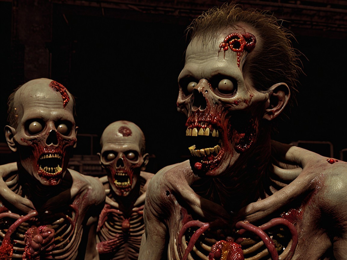 Grotesque Zombies with Decaying Skin and Jagged Teeth