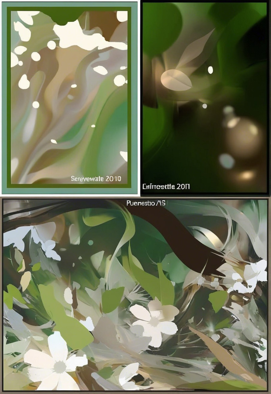 Three Abstract Artworks with Organic Shapes and Colors