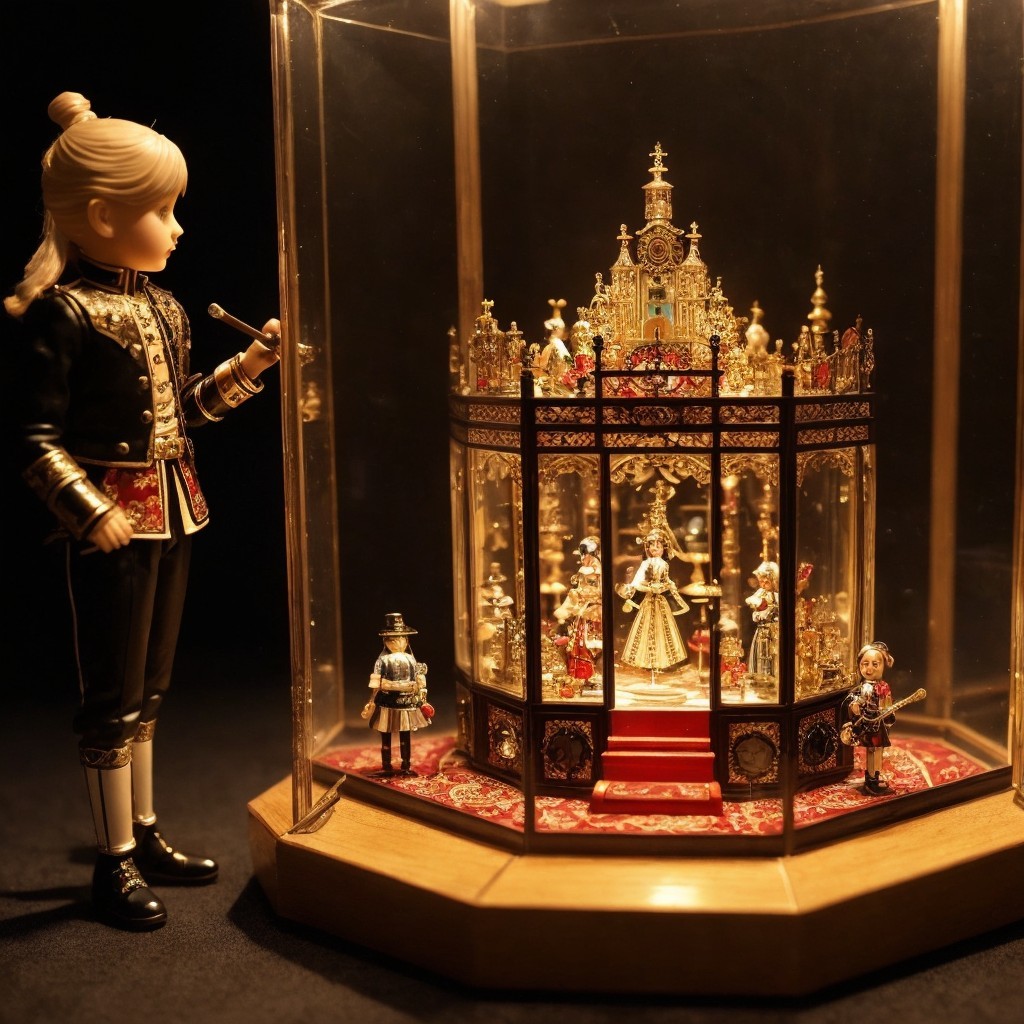 Ornate Miniature Palace Display in Glass Case