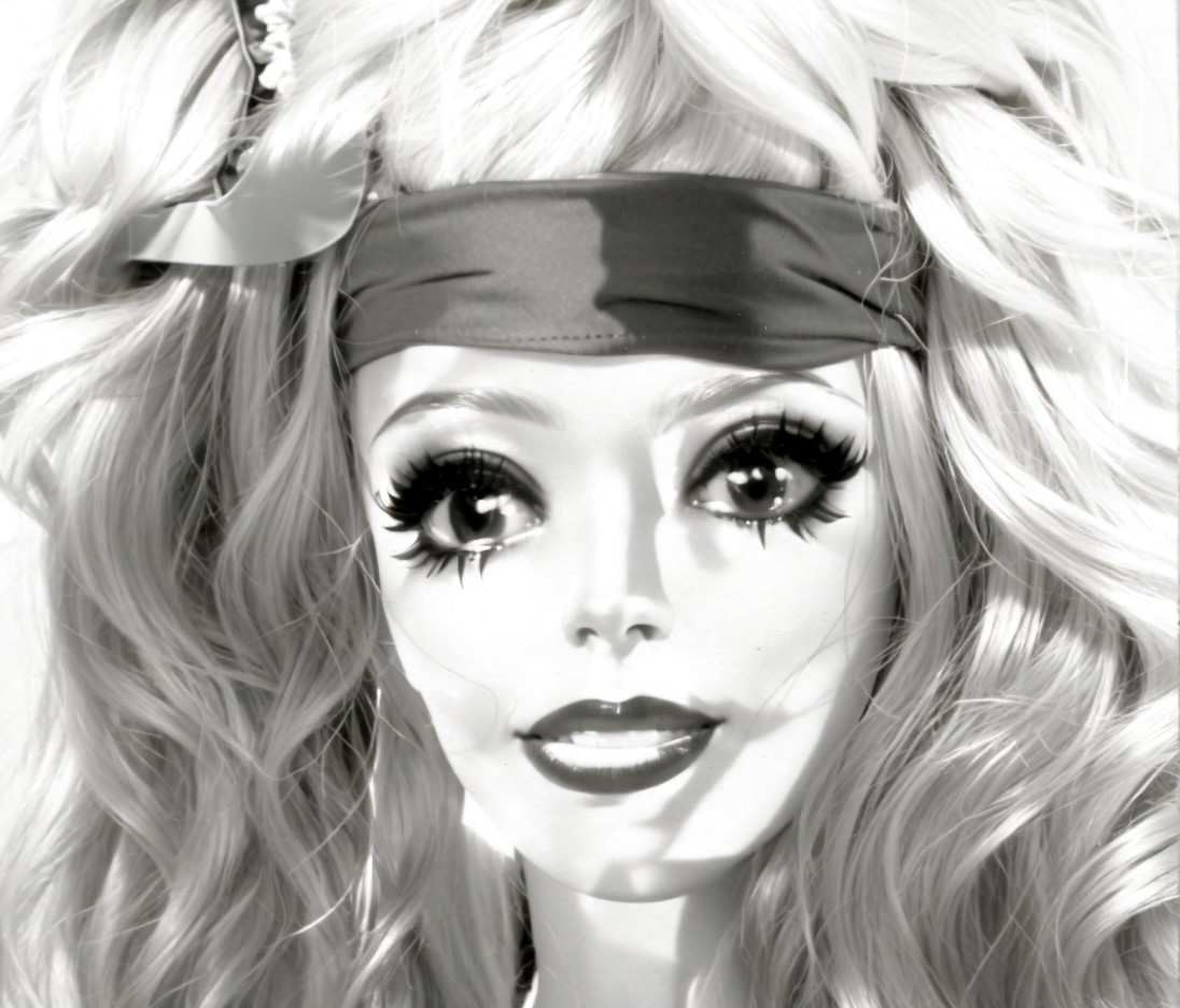 Monochromatic Portrait of Doll-like Figure with Features