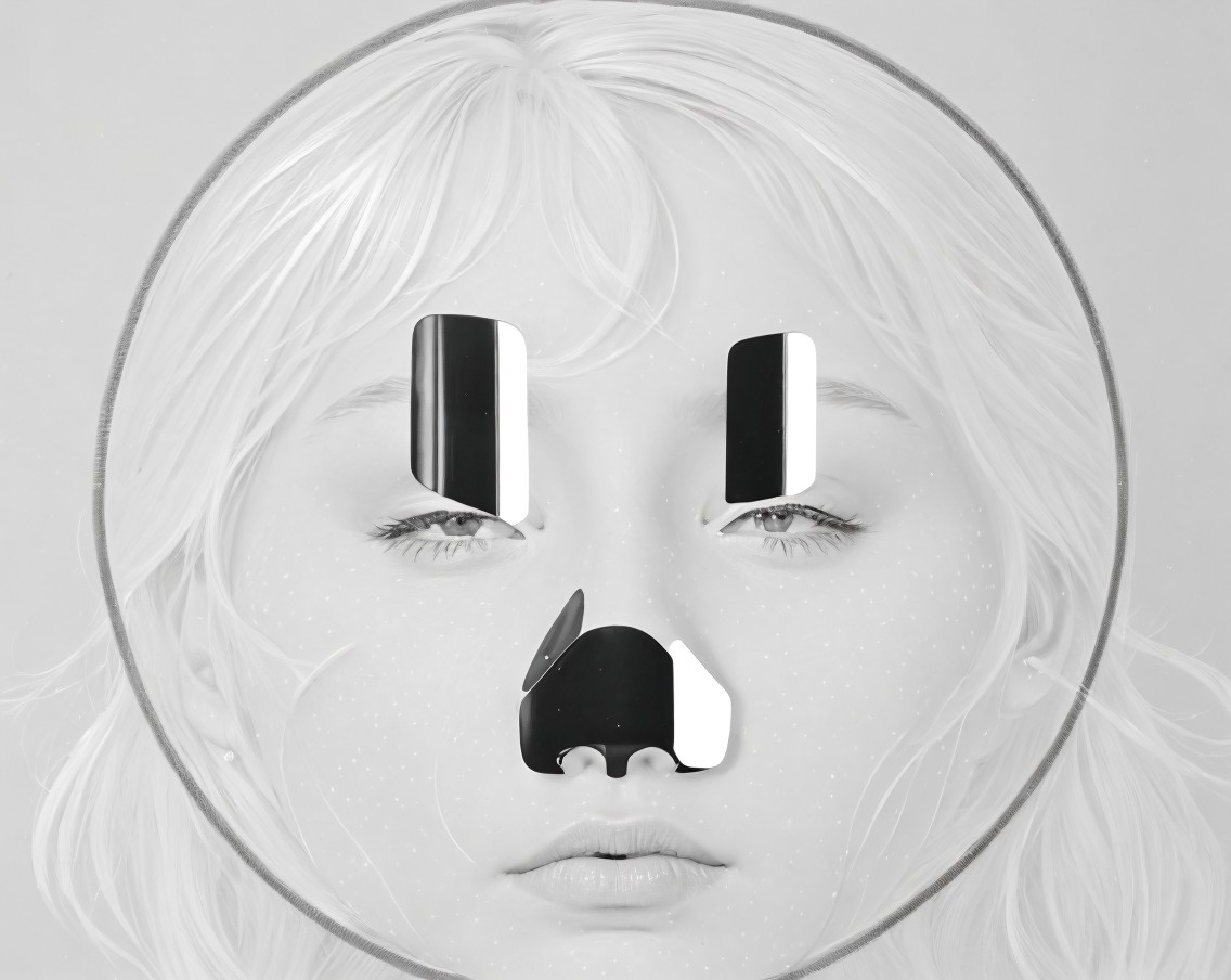 Monochromatic Minimalist Portrait with Abstract Shapes