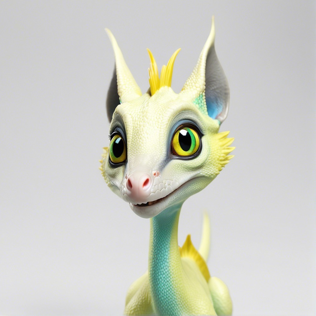 Playful Cartoonish Creature with Long Neck and Spines