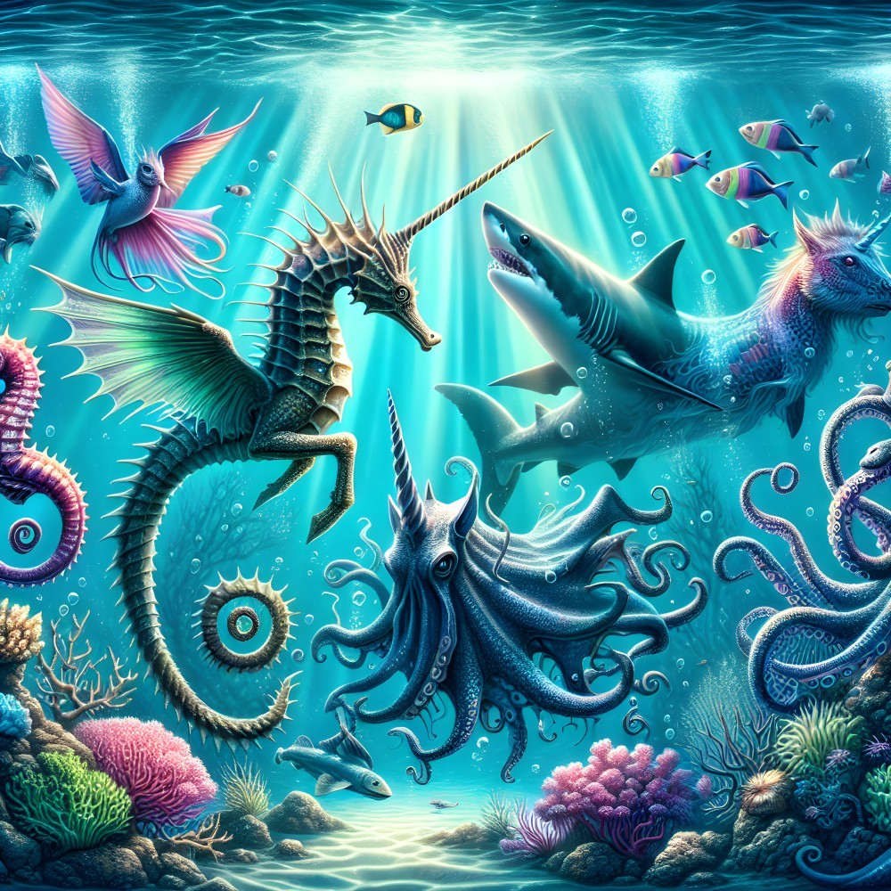 Vibrant Underwater Scene with Sea Creatures and Coral