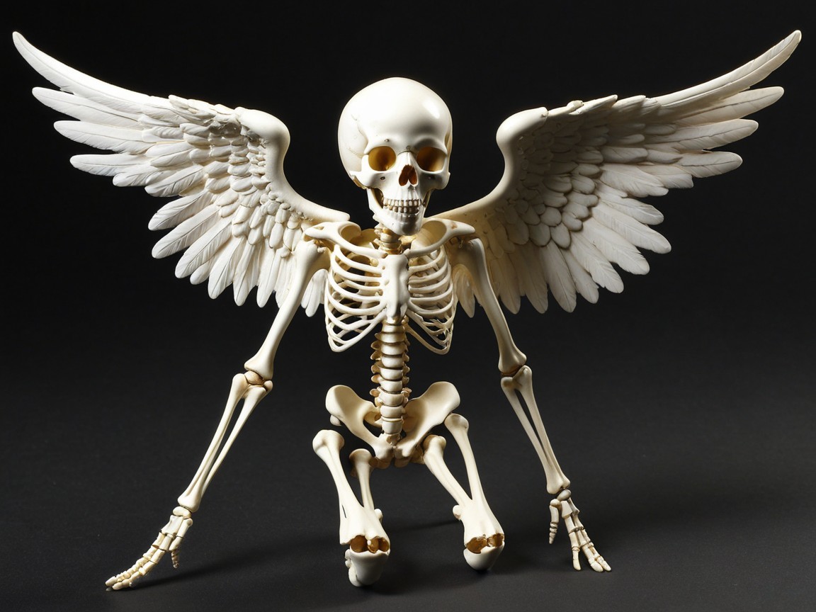 Whimsical Skeletal Figure with Elegant Wings