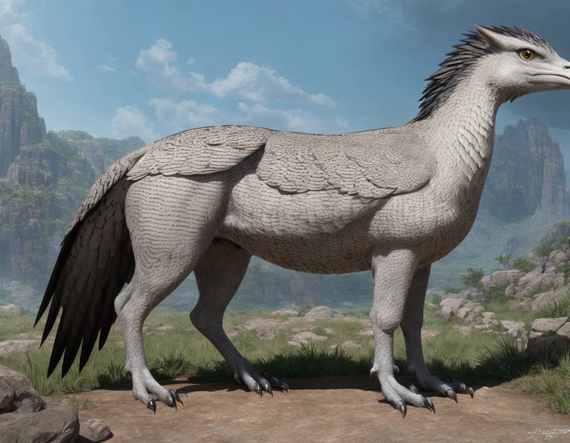 Majestic mythical creature in a vibrant landscape