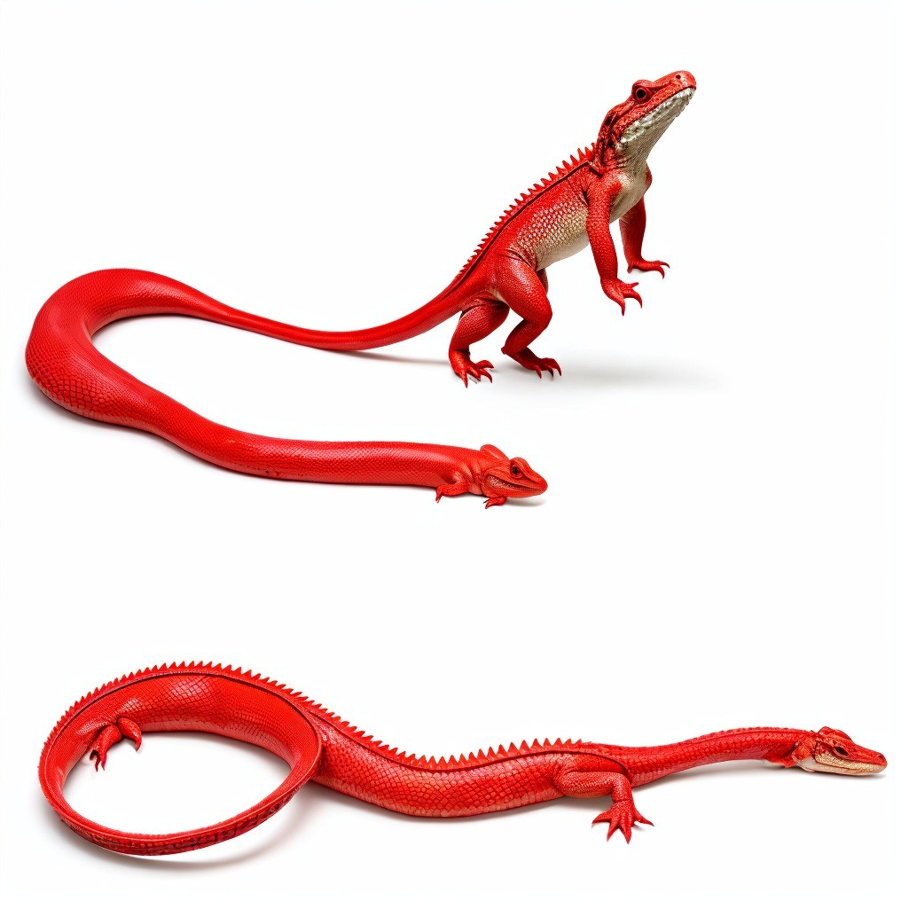 Vibrant Red Lizard-Snake Hybrid Creature Description