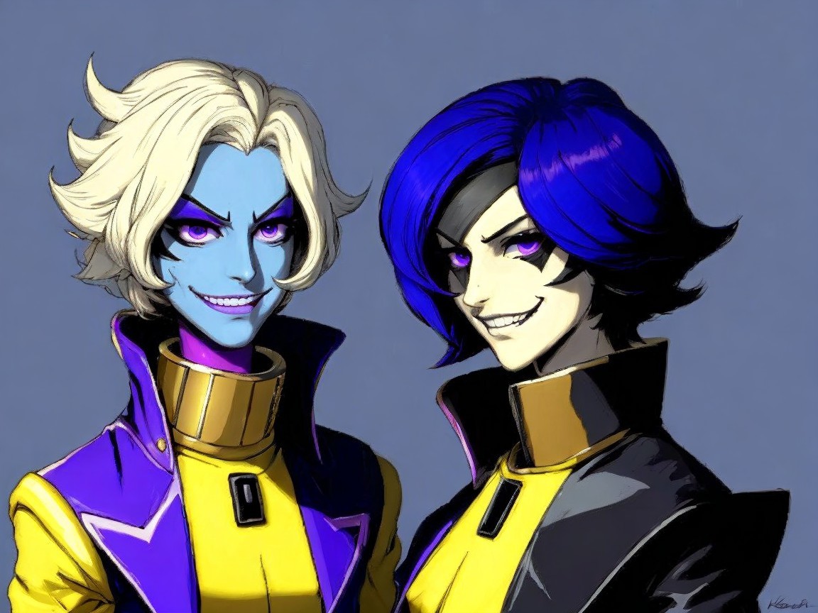 Vibrant Characters with Mischievous Smiles