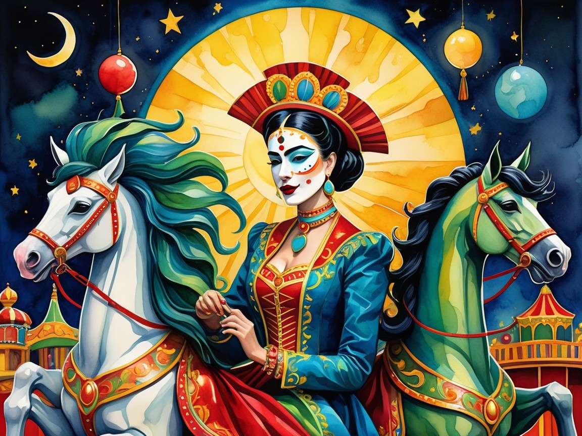 Vibrant Illustration of Woman in Traditional Attire