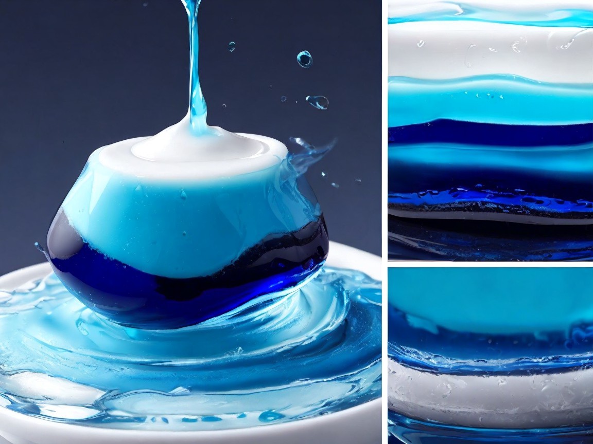 Vibrant Blue and White Liquid Splash with Ripples