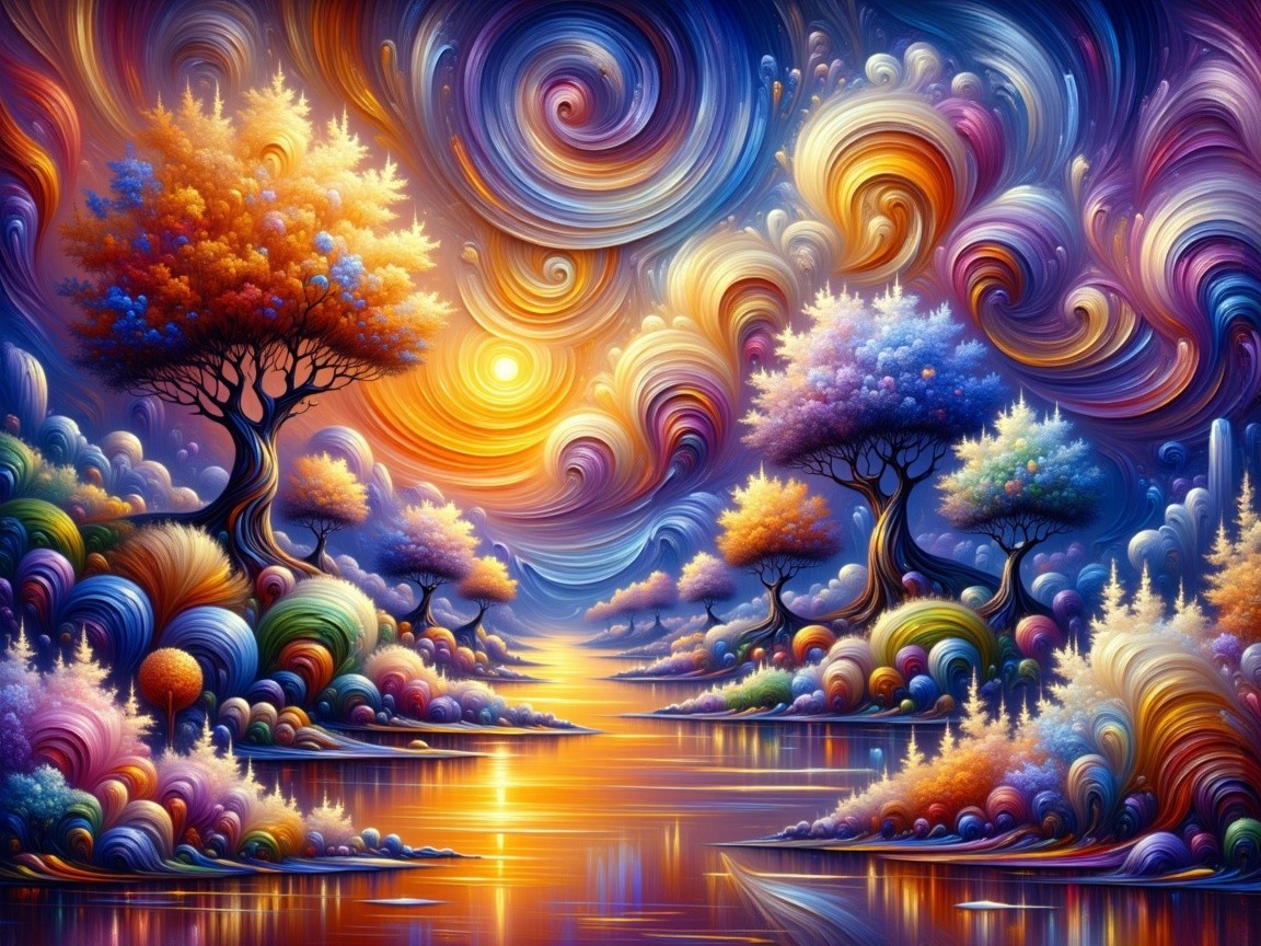 Vibrant Abstract Landscape with Colorful Foliage