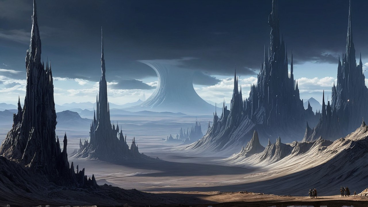 Panoramic Matte Painting of an Alien Landscape