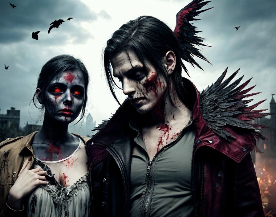 Dark Post-Apocalyptic Scene with Two Characters