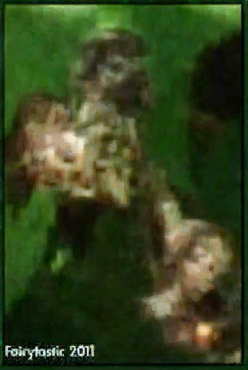 Abstract Composition of Blurred Figures on Green Backdrop
