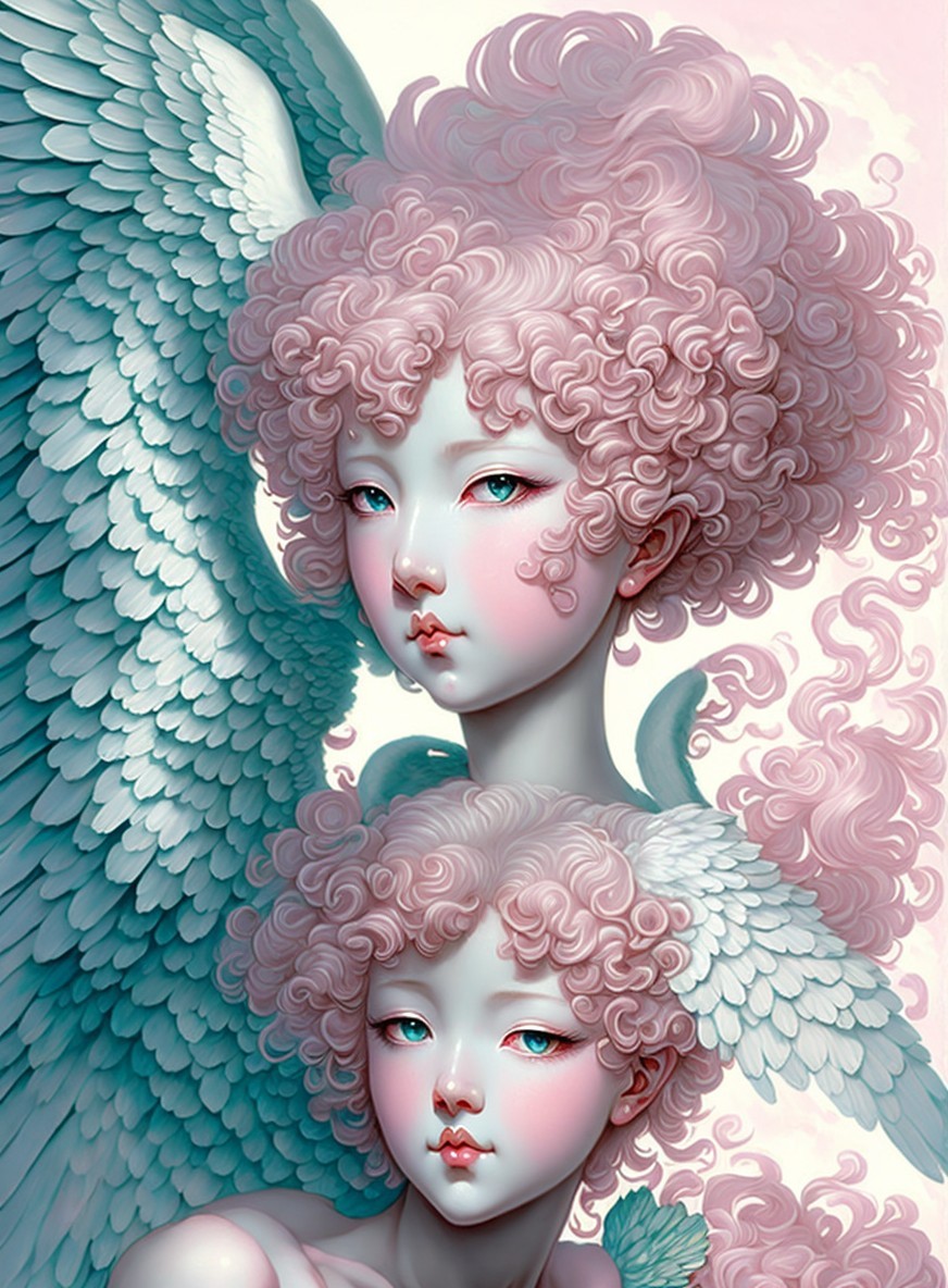 Ethereal Characters with Pastel Hair and Wings