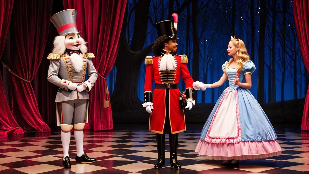 Theatrical Scene with Ballet Dancer and Nutcracker Figure