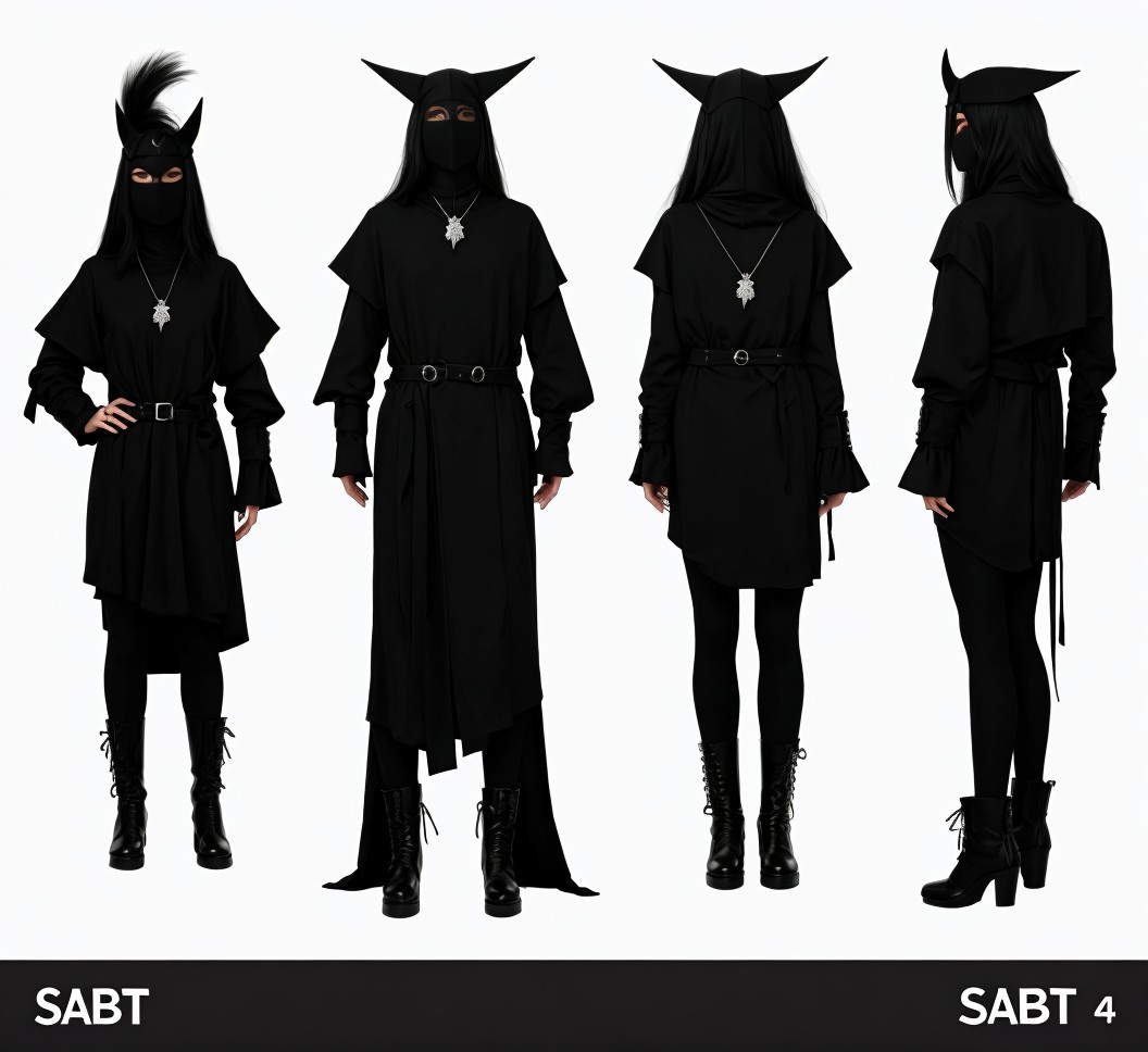 Mysterious Figure in Dramatic All-Black Outfit