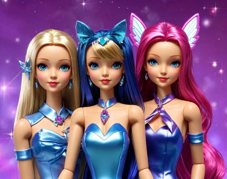 Stylish dolls with vibrant hair and matching outfits