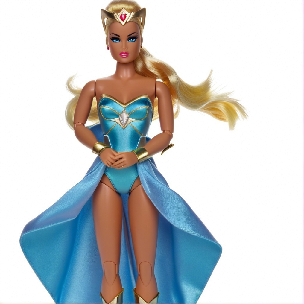 Fashion Doll in Elegant Blue Outfit with Cape