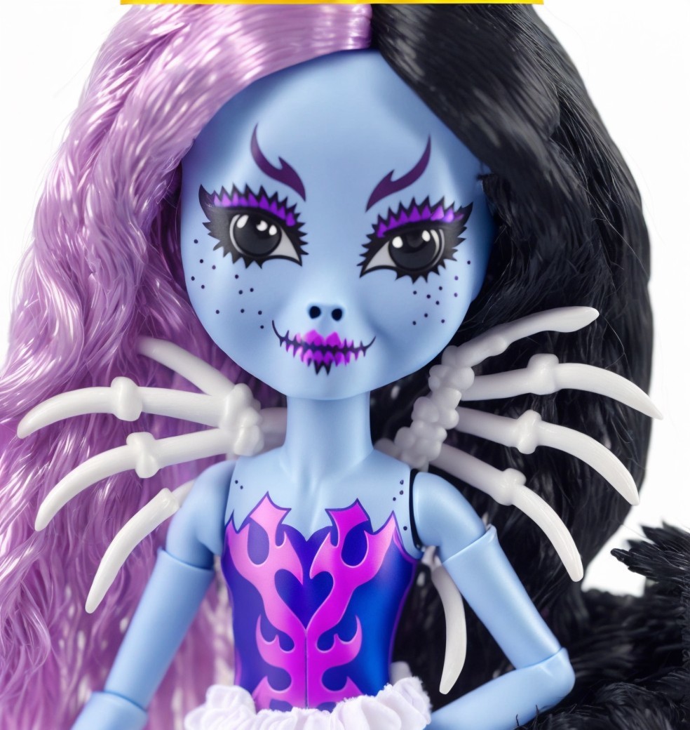 Fantastical doll with vibrant colors and unique design