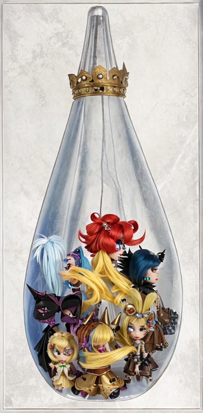 Colorful Dolls in Teardrop Display with Unique Styles
