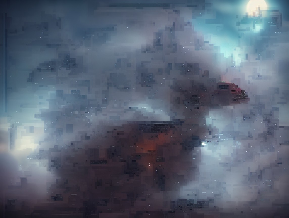 Cosmic Scene with Swirling Clouds and Ethereal Light