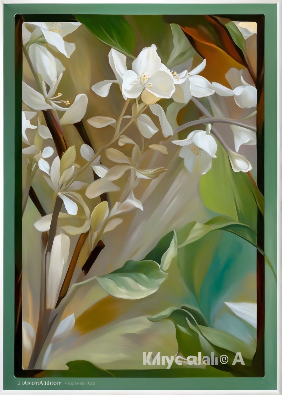 Delicate White Flowers Against Lush Green Leaves