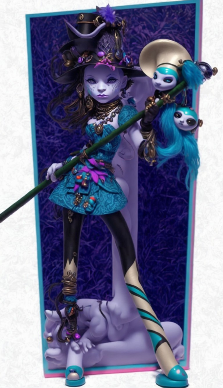 Whimsical Doll with Elegant Fantasy Costume Design