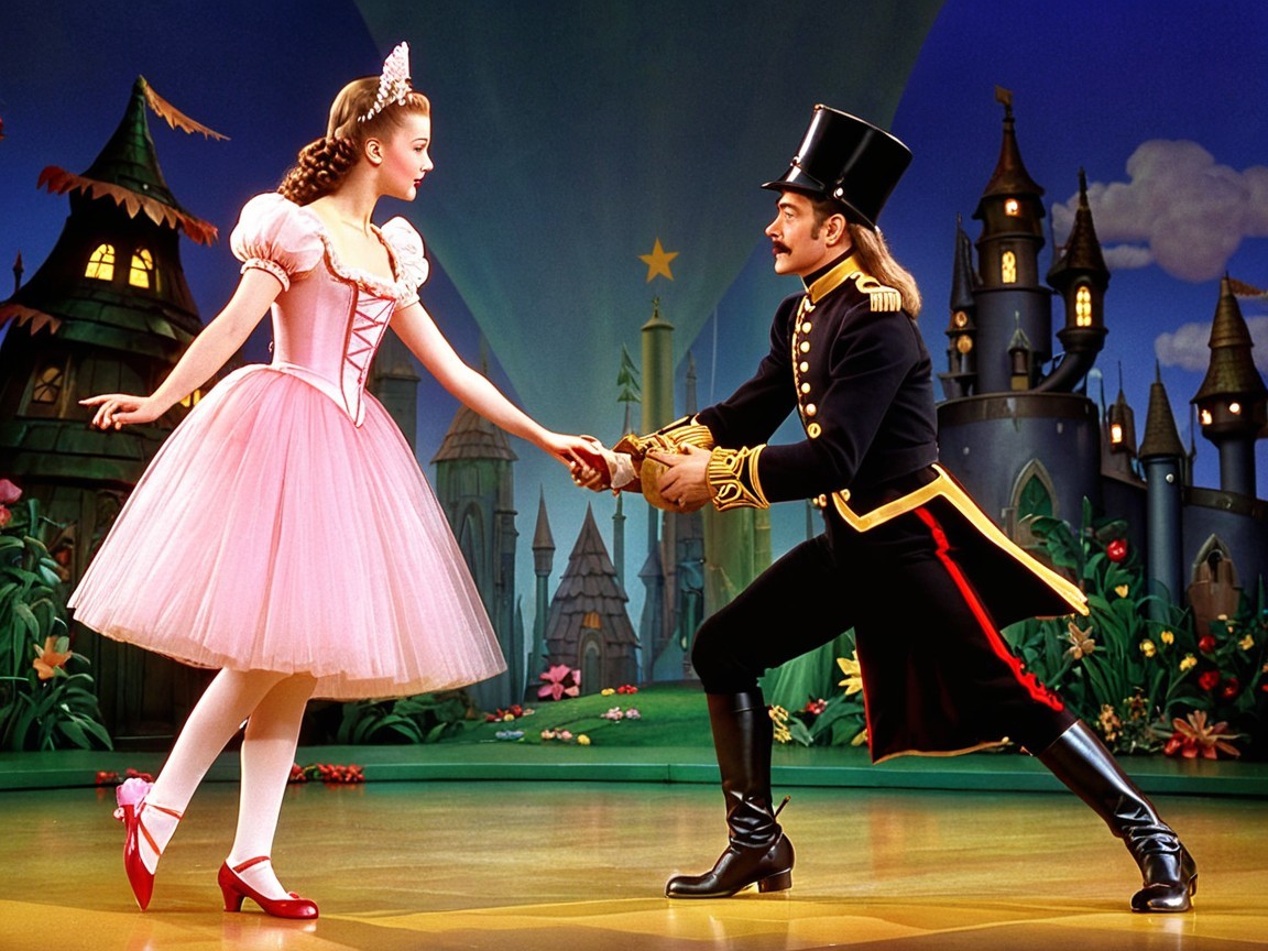 Princess in Pink Dress Dances with Soldier in Uniform