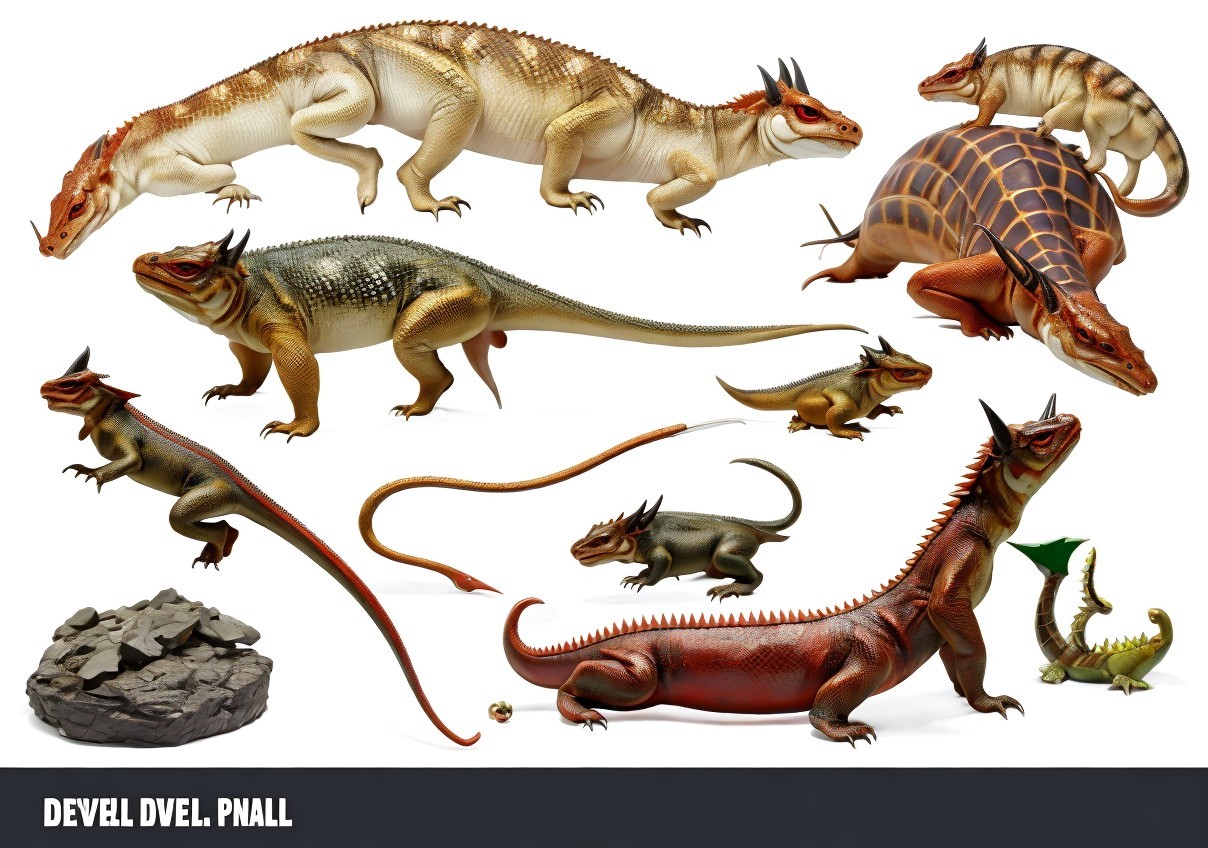 Diverse Collection of Stylized Prehistoric Creatures