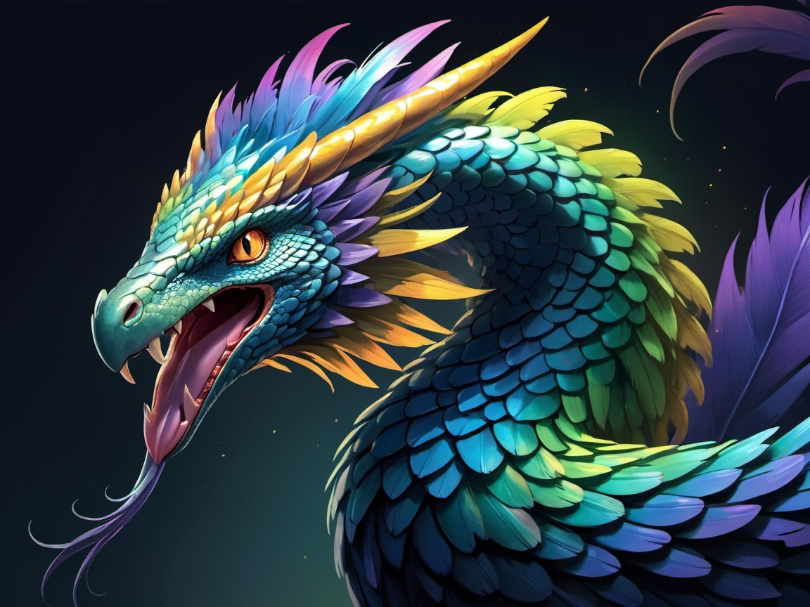 Vibrant Dragon with Iridescent Scales and Fierce Eyes