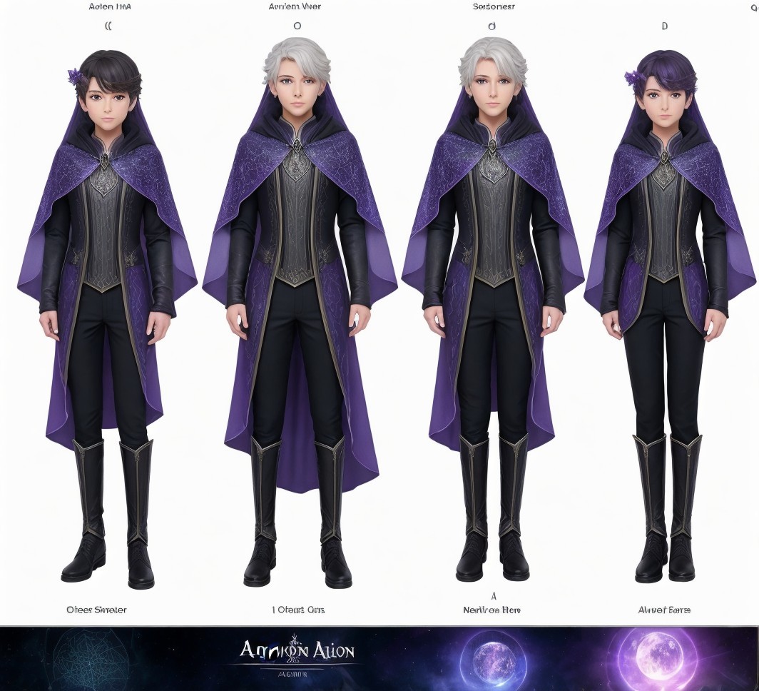 Fantasy Characters in Dark and Purple Attire