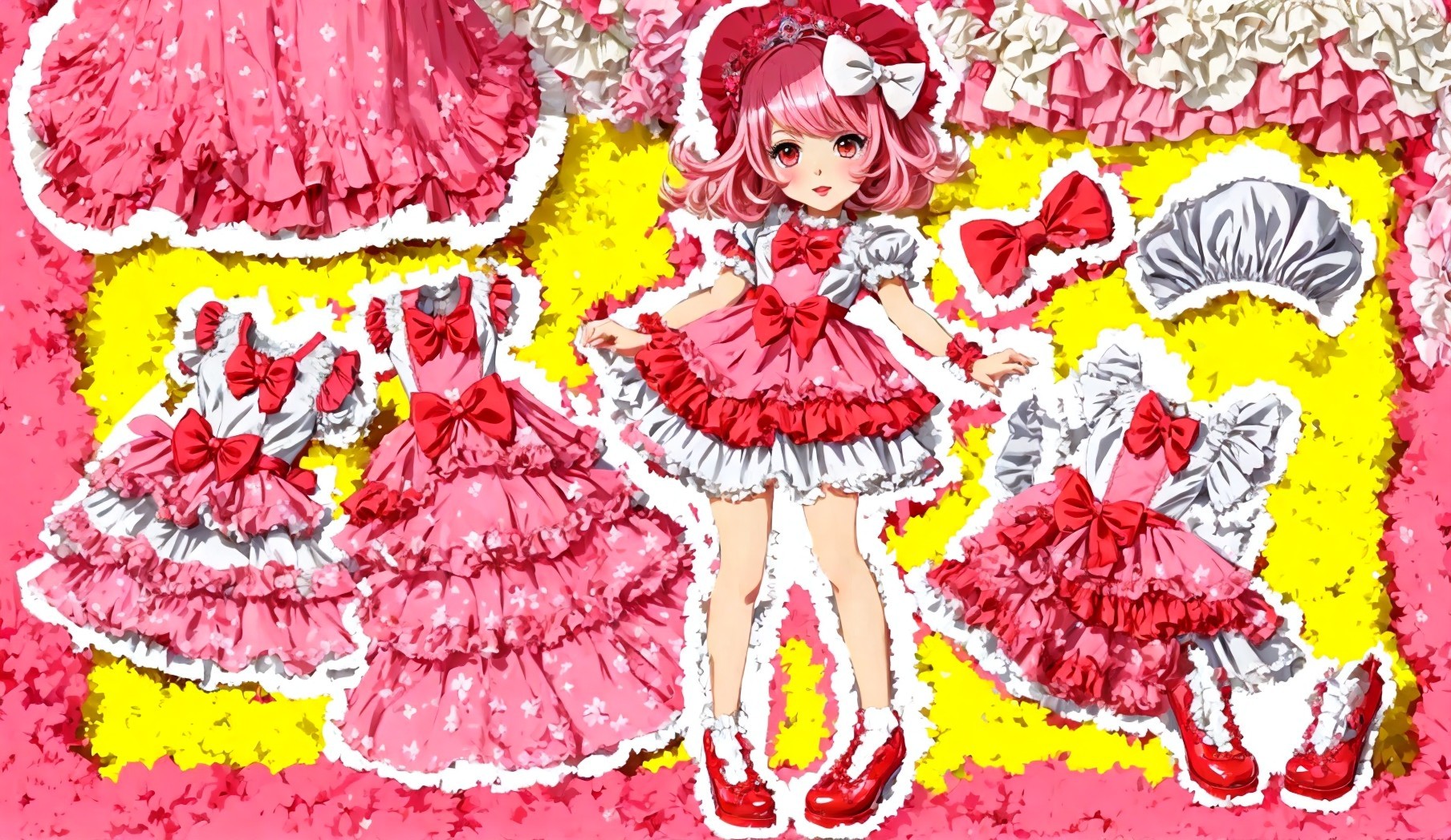 Pastel-Colored Dresses with Ruffles and Bows