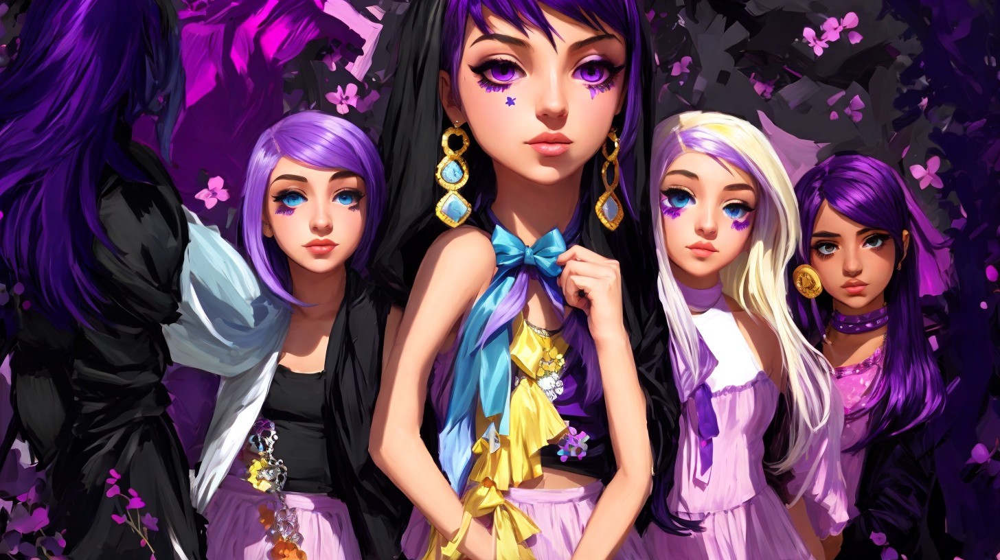 Vibrant Digital Artwork of Four Stylish Characters