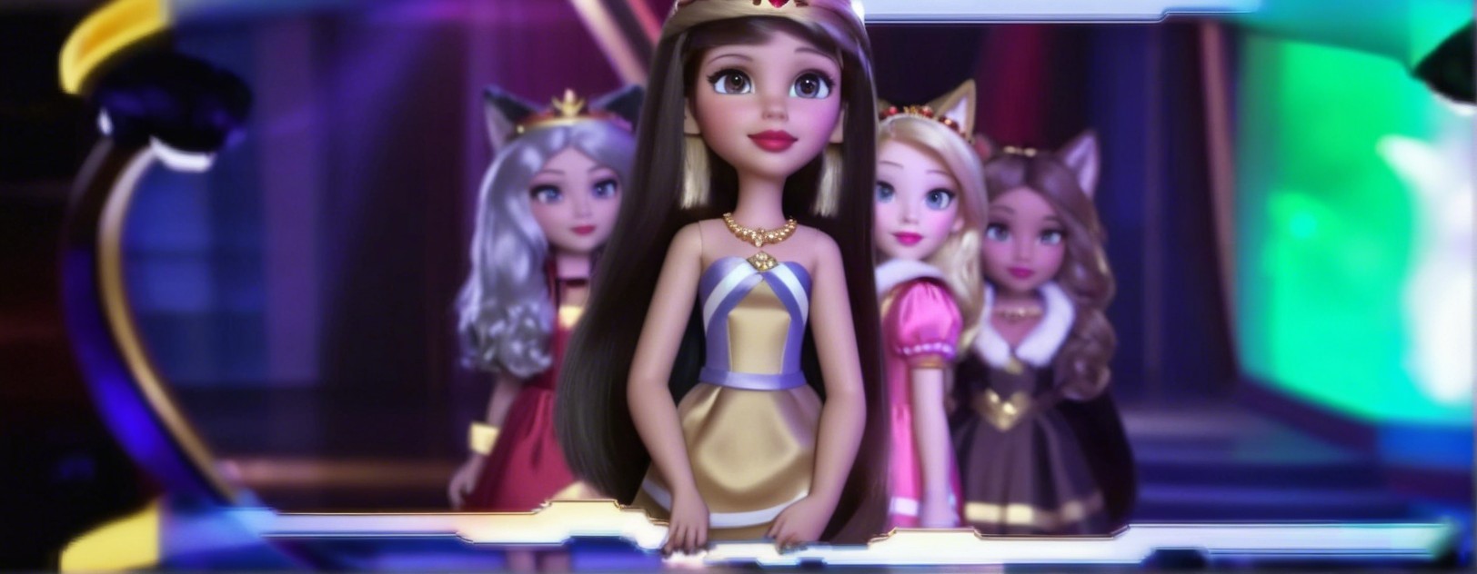 Vibrant Scene of Animated Dolls in Colorful Setting