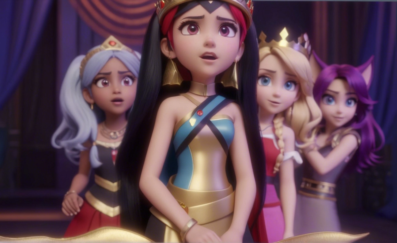 Animated Princesses in Royal Setting with Emotions