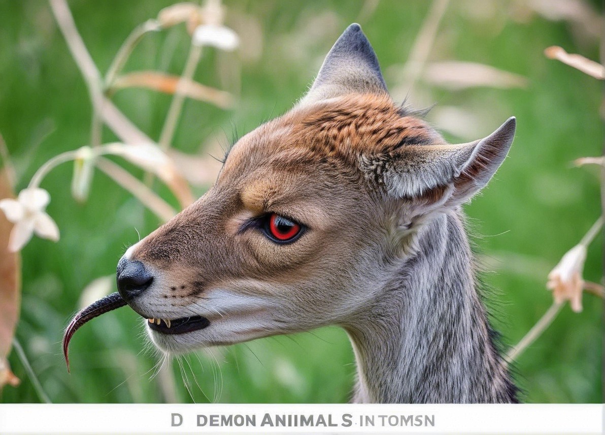 Surreal Creature with Deer Head and Red Eyes