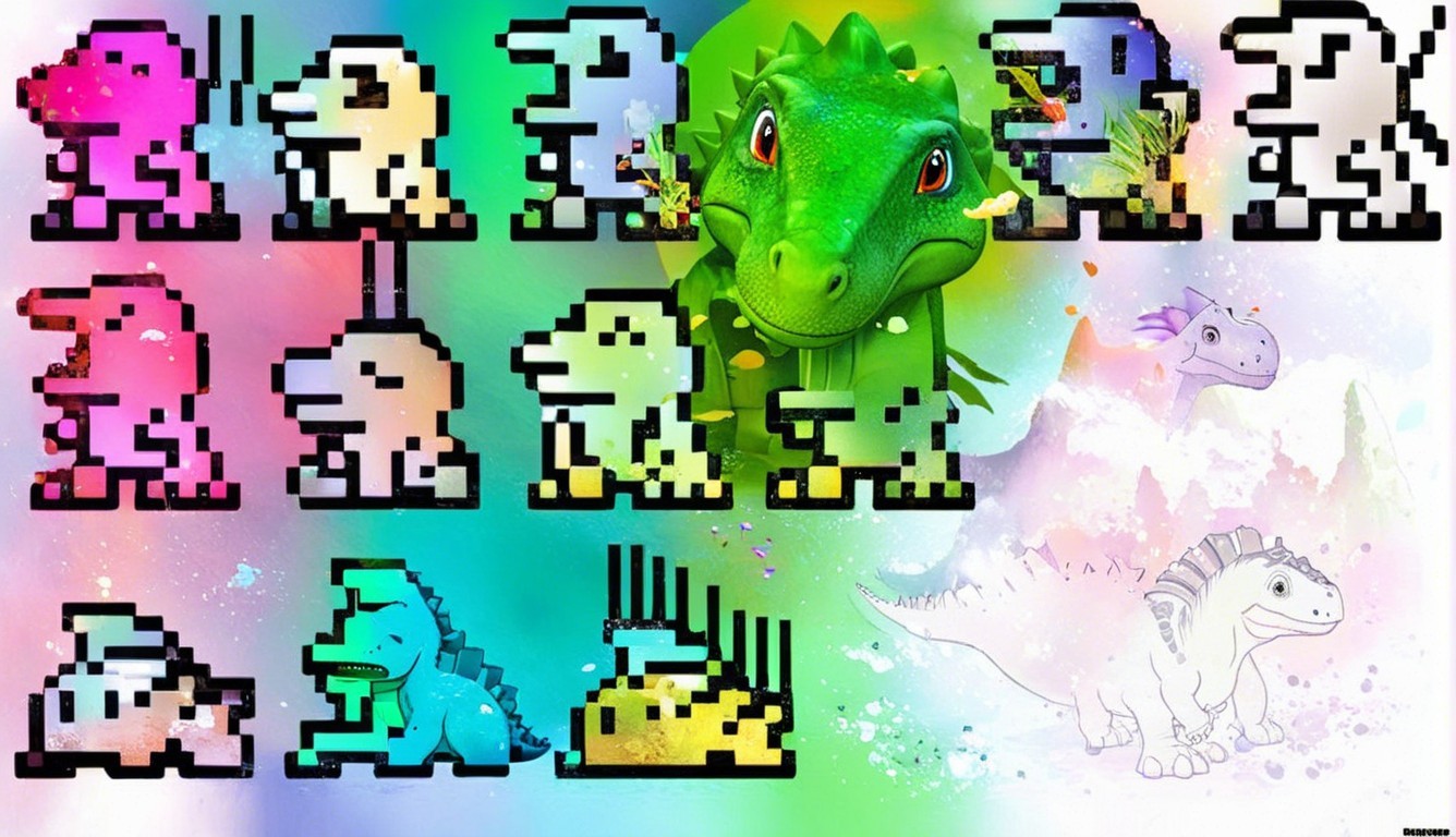 Mixed Media Image of Dinosaurs in Various Styles