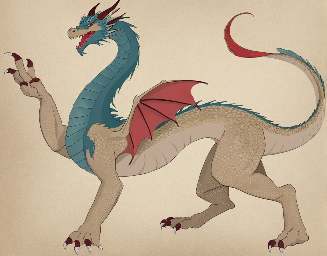 Majestic dragon with vibrant colors and fierce features