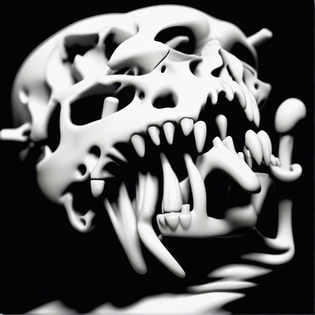 Stylized White Skull with Glossy Texture and Depth
