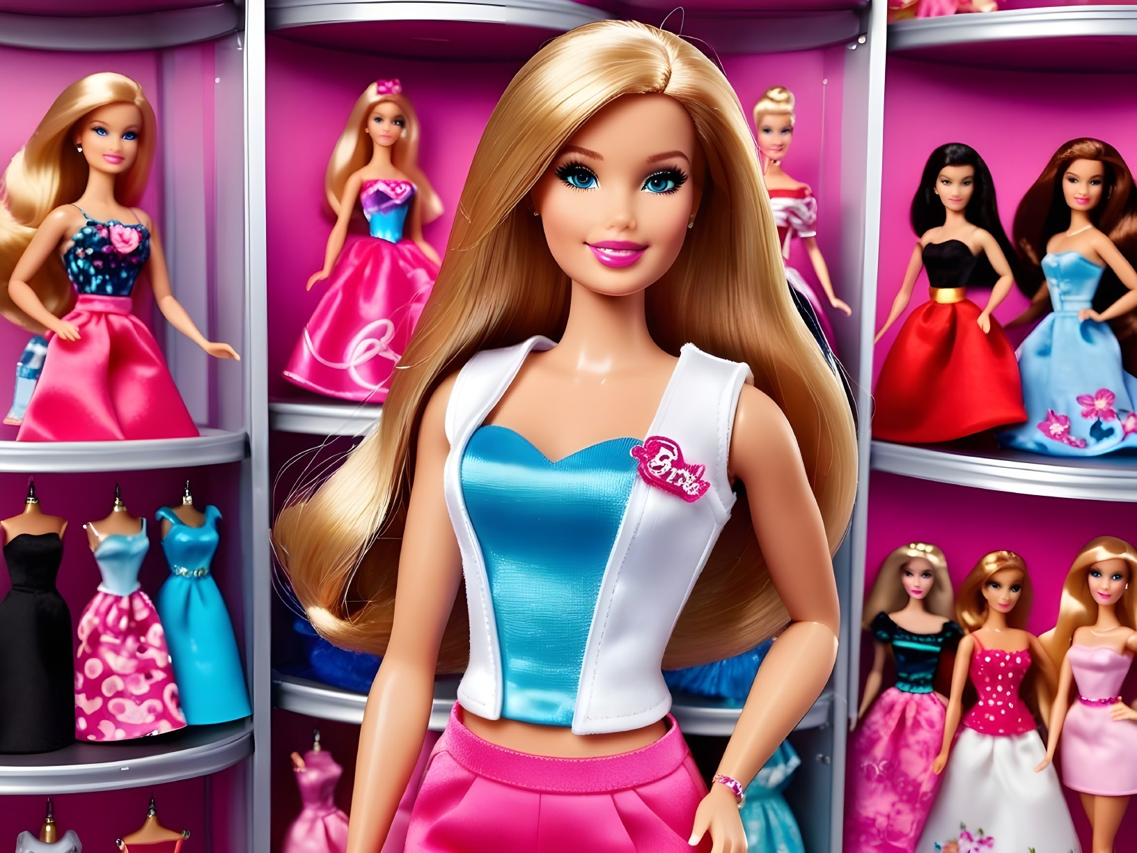 Colorful Showcase of Fashion Dolls in Stylish Outfits