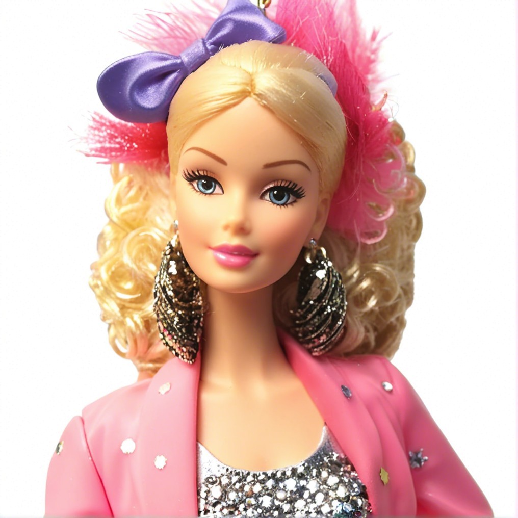 Fashionable doll with glamorous blonde hair and chic outfit