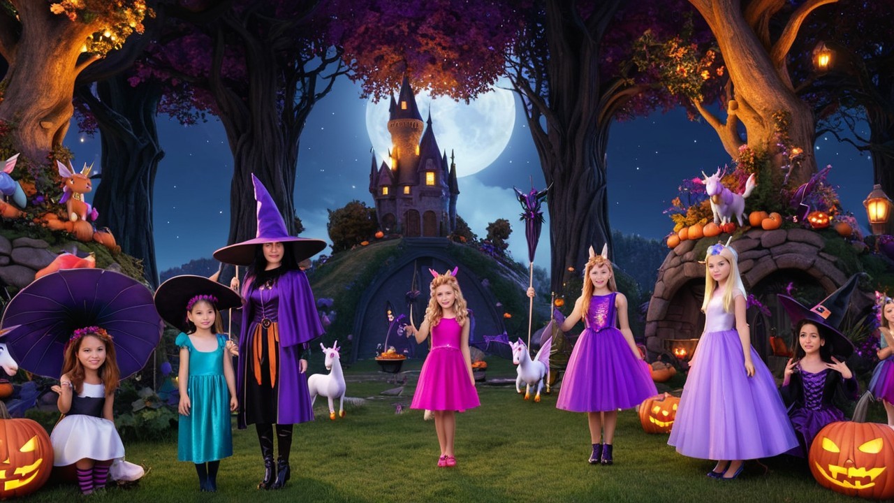 Magical Gathering of Girls in Enchanted Forest