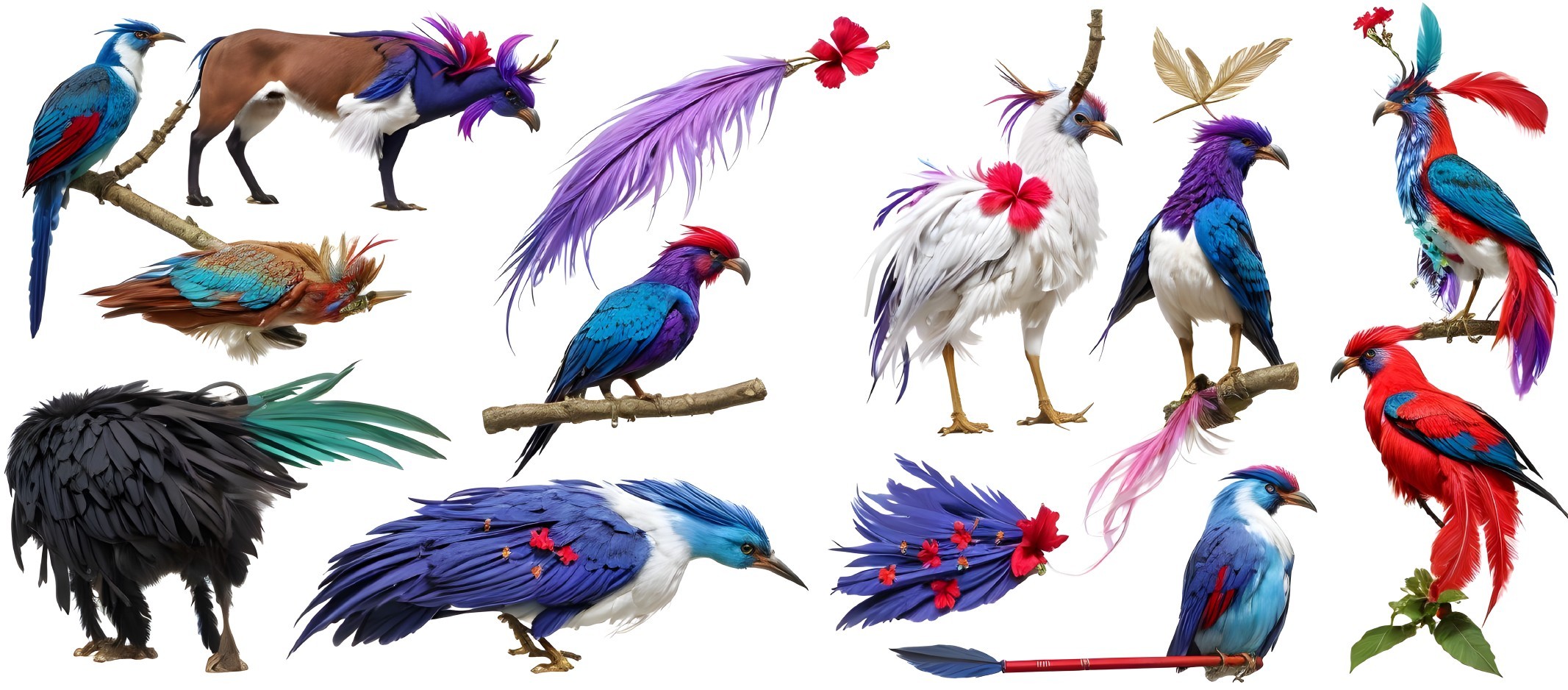Vibrant Collection of Fantastical Birds and Animal