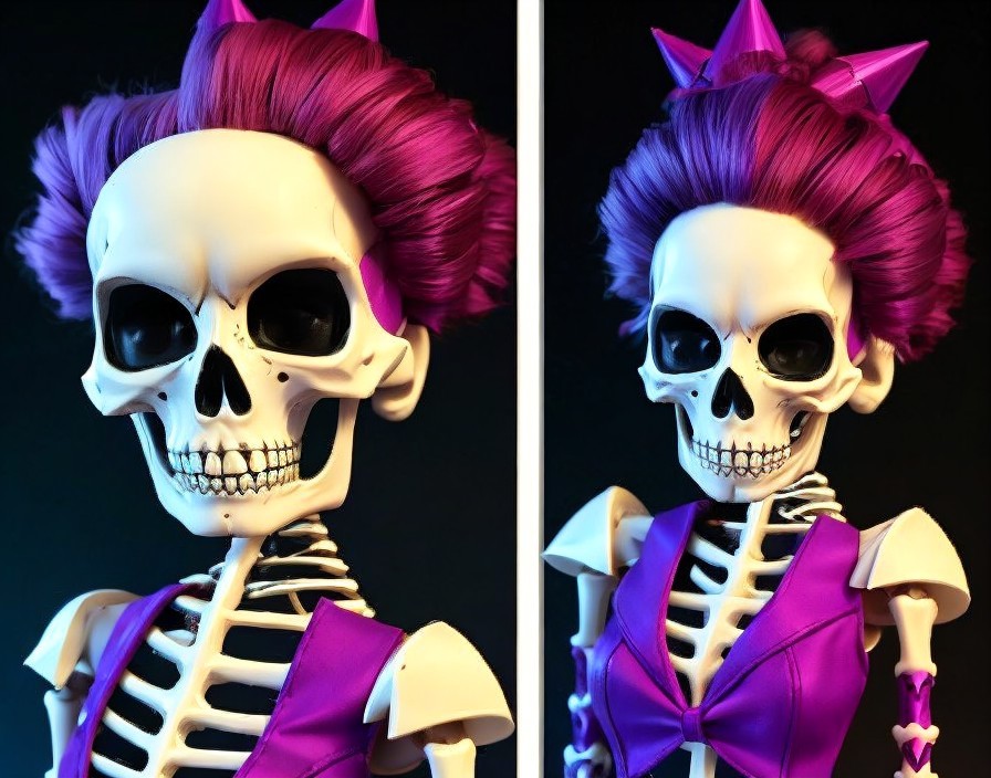 Stylized Skeleton Figure with Whimsical Aesthetic