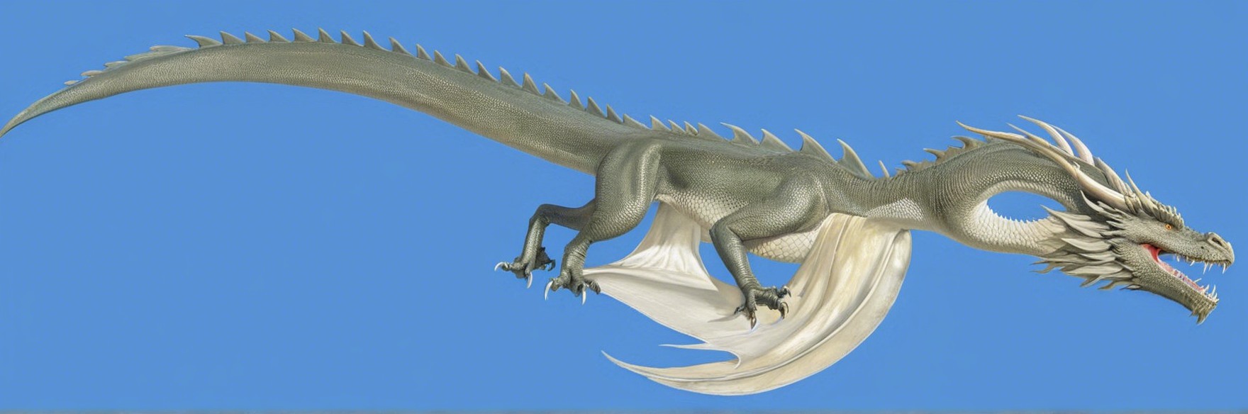Majestic dragon soaring in a clear blue sky